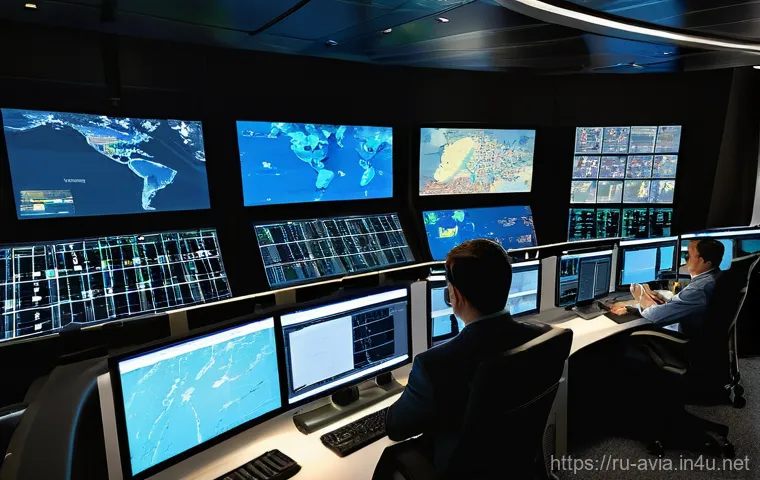 항공운항관리사 자격증 전망 - **A highly advanced Flight Operations Control Center.** The scene depicts a spacious, modern control...