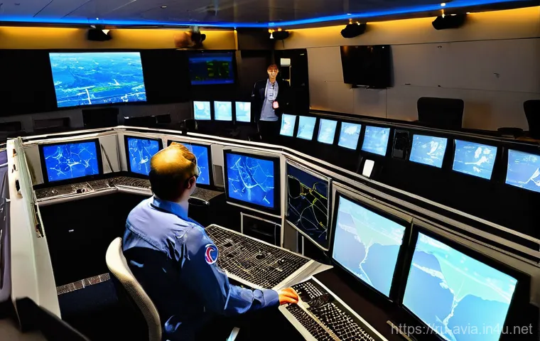 항공운항관리사 자격증 전망 - **A highly advanced Flight Operations Control Center.** The scene depicts a spacious, modern control...