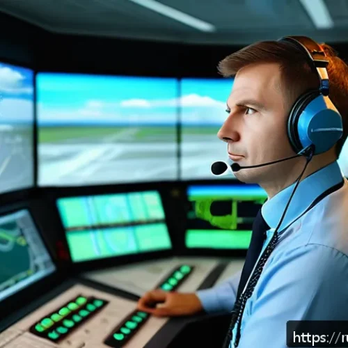 Home 33 항공운항관리사 입문자를 위한 안내 - A professional air traffic controller in a modern Russian airport control tower, wearing a neat unif...